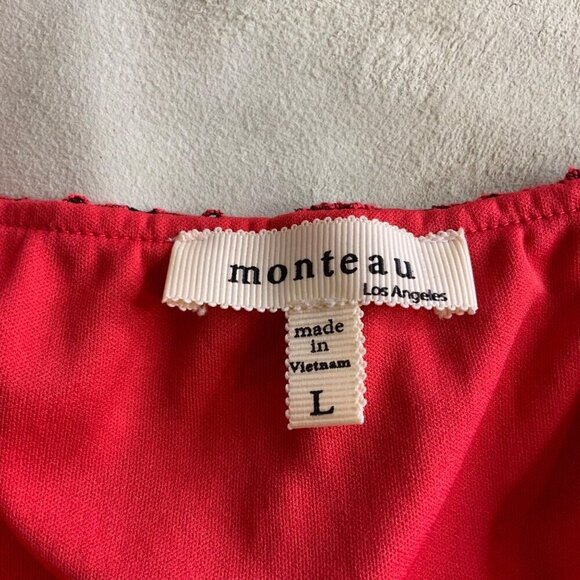 Monteau Red Spagheti strap lace elastic waist womens top large - Picture 12 of 14
